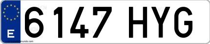 Ejemplo de matrícula española 6147 HYG