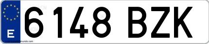 Ejemplo de matrícula española 6148 BZK