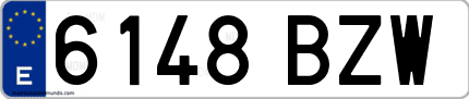 Ejemplo de matrícula de coche ordinaria 6148 BZW