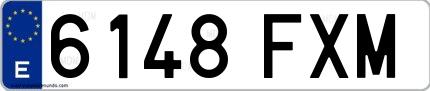 Ejemplo de matrícula española 6148 FXM