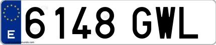 Ejemplo de matrícula española 6148 GWL