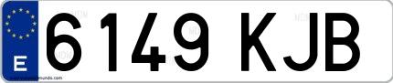 Ejemplo de matrícula española 6149 KJB