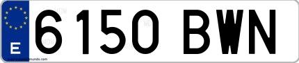 Ejemplo de matrícula española 6150 BWN
