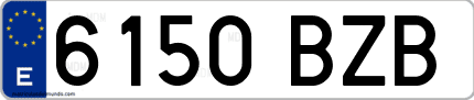 Ejemplo de matrícula de coche ordinaria 6150 BZB