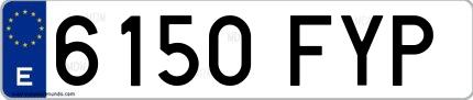 Ejemplo de matrícula española 6150 FYP