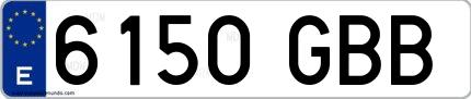 Ejemplo de matrícula española 6150 GBB
