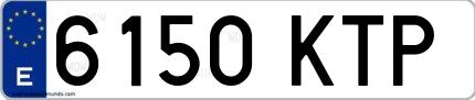 Ejemplo de matrícula española 6150 KTP