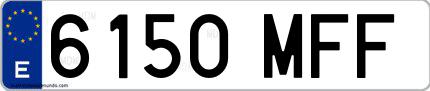 Ejemplo de matrícula española 6150 MFF
