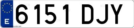 Ejemplo de matrícula de coche ordinaria 6151 DJY