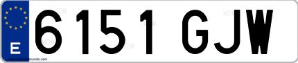 Ejemplo de matrícula de coche ordinaria 6151 GJW