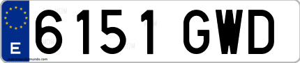 Ejemplo de matrícula de coche ordinaria 6151 GWD