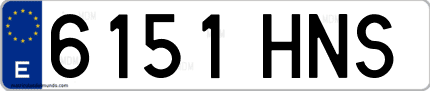 Ejemplo de matrícula de coche ordinaria 6151 HNS