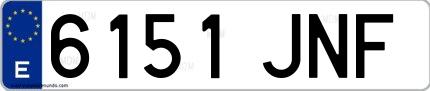 Ejemplo de matrícula de coche ordinaria 6151 JNF
