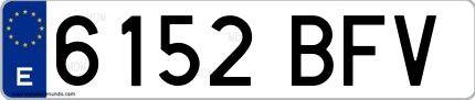 Ejemplo de matrícula española 6152 BFV