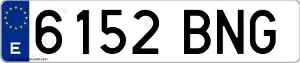 Ejemplo de matrícula española 6152 BNG