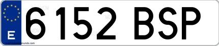 Ejemplo de matrícula española 6152 BSP
