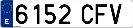 Ejemplo de matrícula de coche ordinaria 6152 CFV