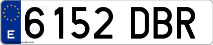 Ejemplo de matrícula de coche ordinaria 6152 DBR