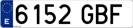 Ejemplo de matrícula de coche ordinaria 6152 GBF
