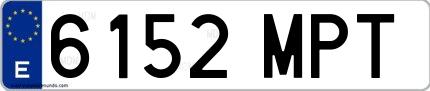 Ejemplo de matrícula española 6152 MPT