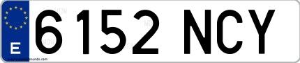 Ejemplo de matrícula española 6152 NCY