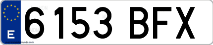 Ejemplo de matrícula de coche ordinaria 6153 BFX