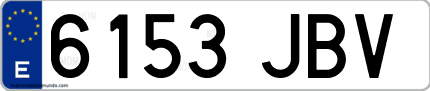 Ejemplo de matrícula de coche ordinaria 6153 JBV