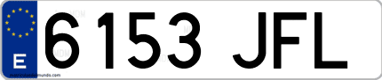 Ejemplo de matrícula de coche ordinaria 6153 JFL