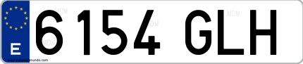 Ejemplo de matrícula de coche ordinaria 6154 GLH