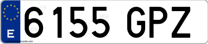 Ejemplo de matrícula de coche ordinaria 6155 GPZ