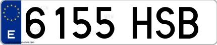 Ejemplo de matrícula española 6155 HSB