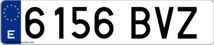 Ejemplo de matrícula de coche ordinaria 6156 BVZ