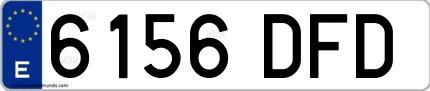 Ejemplo de matrícula española 6156 DFD