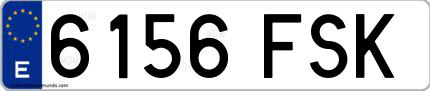 Ejemplo de matrícula española 6156 FSK