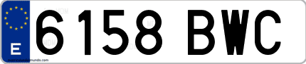 Ejemplo de matrícula de coche ordinaria 6158 BWC