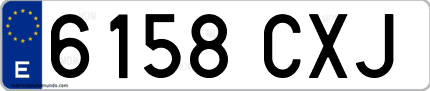 Ejemplo de matrícula de coche ordinaria 6158 CXJ