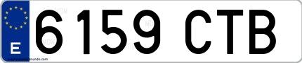 Ejemplo de matrícula española 6159 CTB