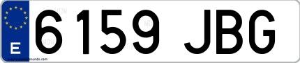 Ejemplo de matrícula española 6159 JBG