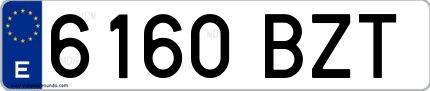 Ejemplo de matrícula española 6160 BZT