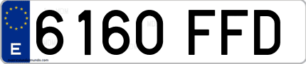 Ejemplo de matrícula de coche ordinaria 6160 FFD