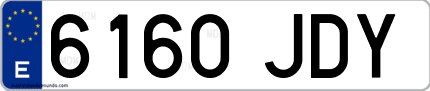 Ejemplo de matrícula de coche ordinaria 6160 JDY