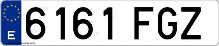 Ejemplo de matrícula española 6161 FGZ