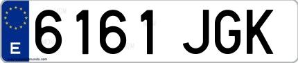 Ejemplo de matrícula española 6161 JGK