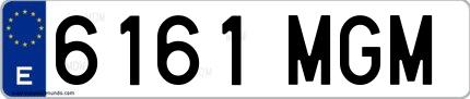 Ejemplo de matrícula española 6161 MGM