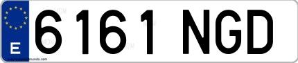 Ejemplo de matrícula española 6161 NGD