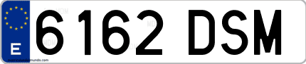 Ejemplo de matrícula de coche ordinaria 6162 DSM