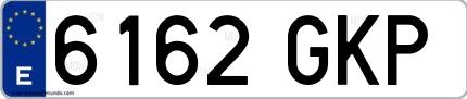 Ejemplo de matrícula española 6162 GKP