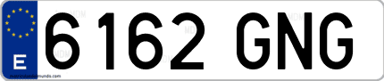 Ejemplo de matrícula de coche ordinaria 6162 GNG
