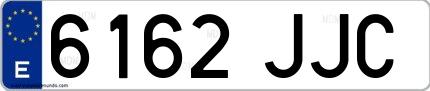 Ejemplo de matrícula española 6162 JJC