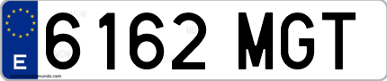 Ejemplo de matrícula de coche ordinaria 6162 MGT